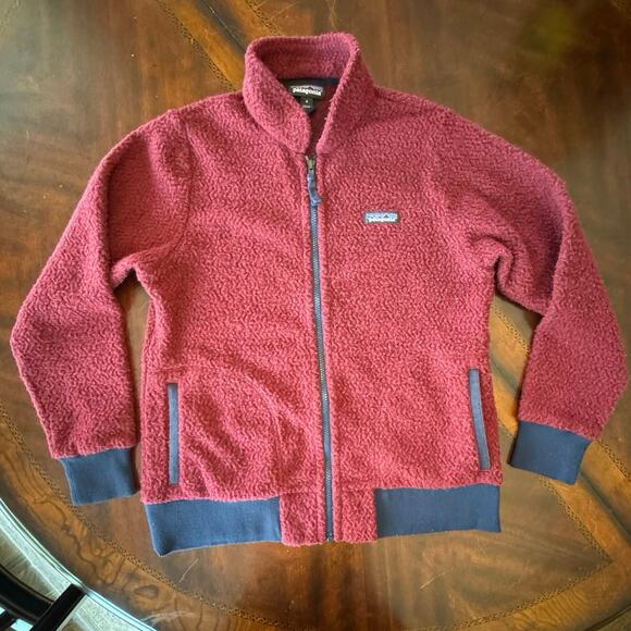 Patagonia Women's woolyester fleece jacket full zip Red Navy Medium Fleece - Picture 6 of 9